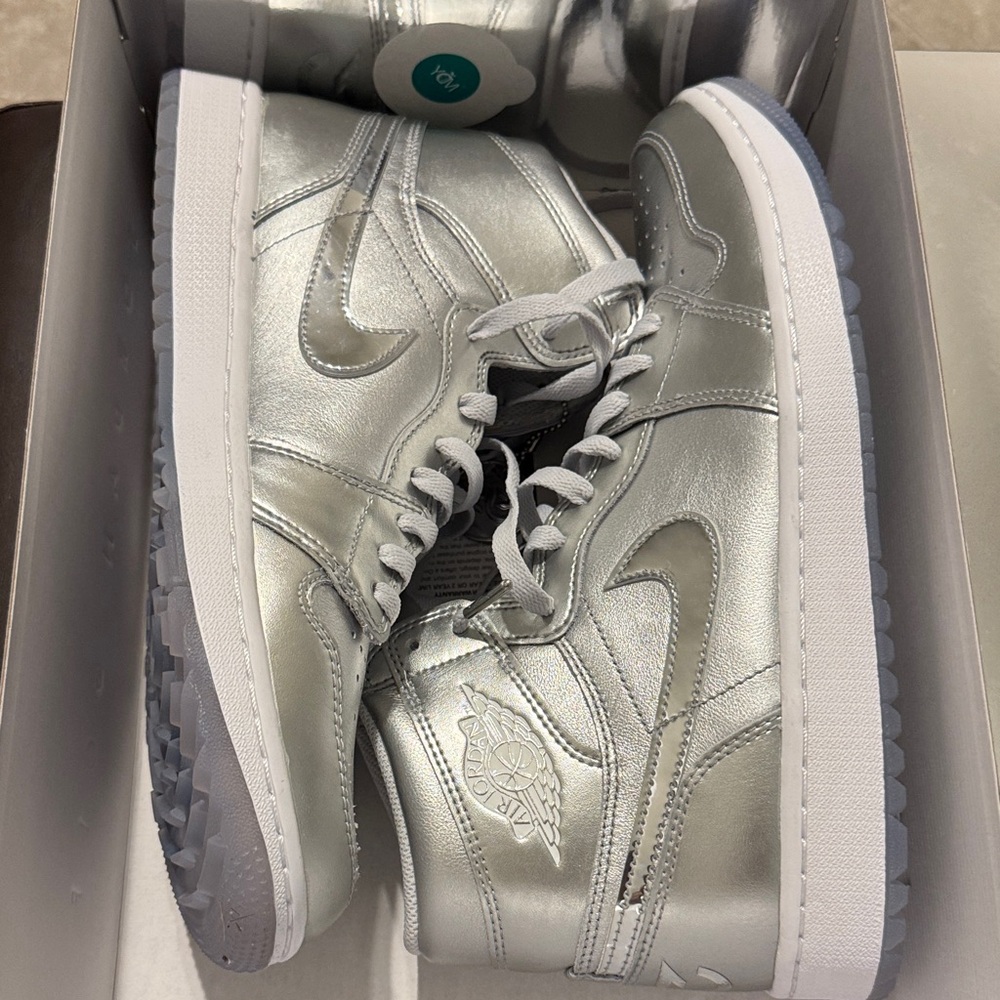 Air Jordan 10.5 Golf High-Top Silver Sneakers NWOT